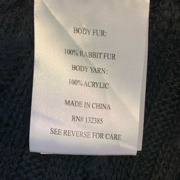 Love Token black rabbit fur high low asymmetrical vest with pockets size small - Picture 10 of 13